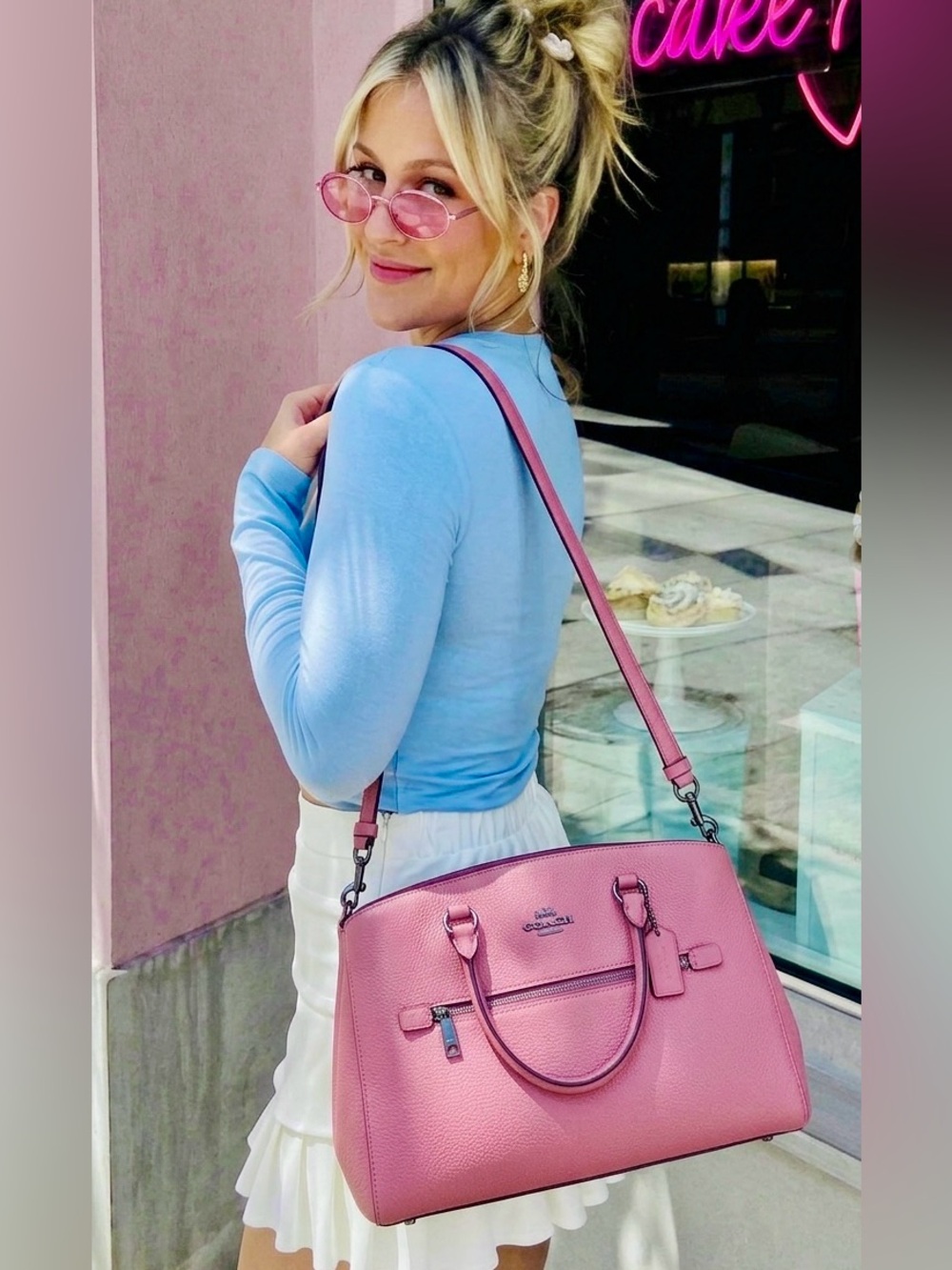 Coach Dusty Pink Mia Leather Satchel with Strap 2019 (F77884) - EUC $499 MSRP